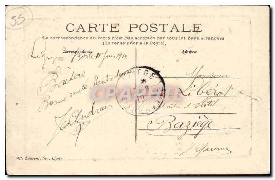 Ligny en Barrois - La Porte de Bar le Duc - CPA  — Rückseite