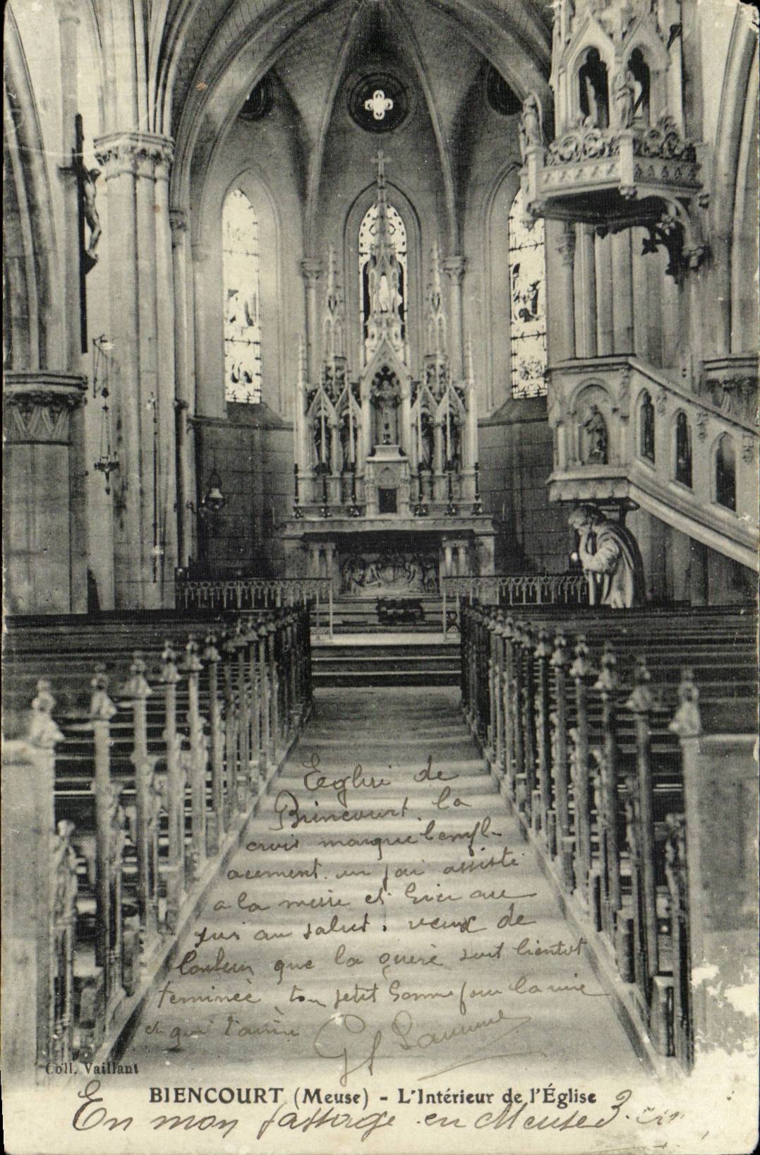 BIENCOURT (Meuse) - L'Intérieur de l'Église — Coll. Vaillant
