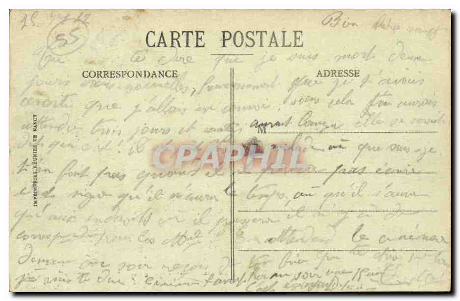 Ligny en Barrois - La Place Nationale et l'Eglise CPA  — Rückseite
