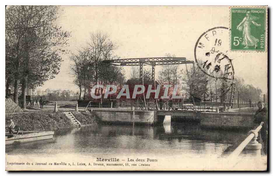 Merville - Les deux Ponts — Imprimerie du Journal de Merville, L. Loiez, A. Drieux, successeur, 11 rue Croisée