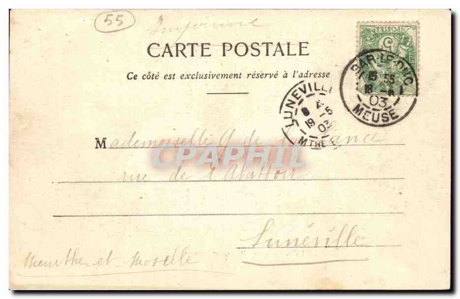 Bar le Duc - Tour de l'horloge et Couvent - CPA  — Rückseite
