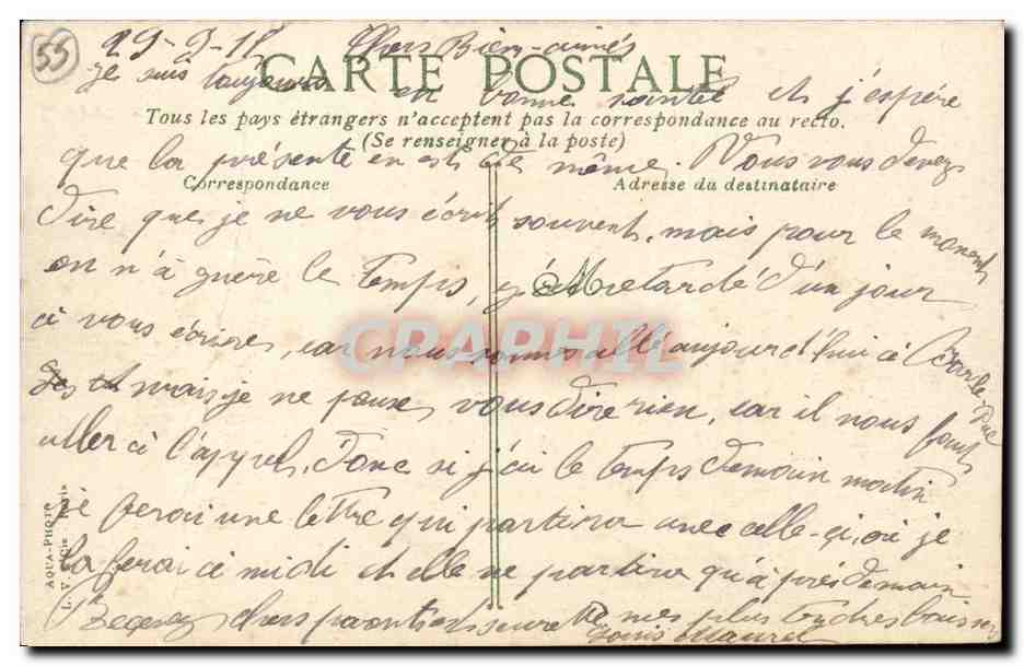 Bar le Duc CPA Route de Paris Port Biais — Rückseite