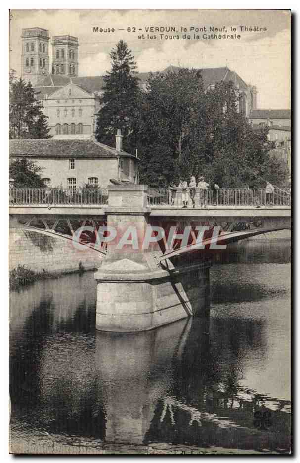 Verdun — der Neubrücke, das Theater und die Türme der Kathedrale — unbekannter Verlag, Seriennummer 82