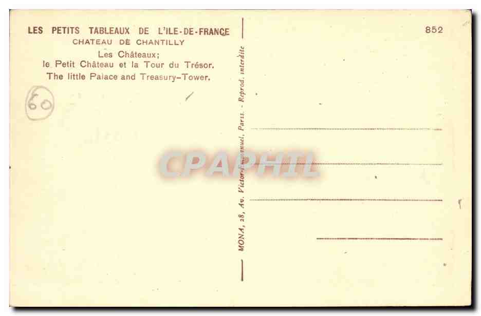 Chantilly — Le Petit Château et la Tour du Trésor — Mona, n°852 — Reverso