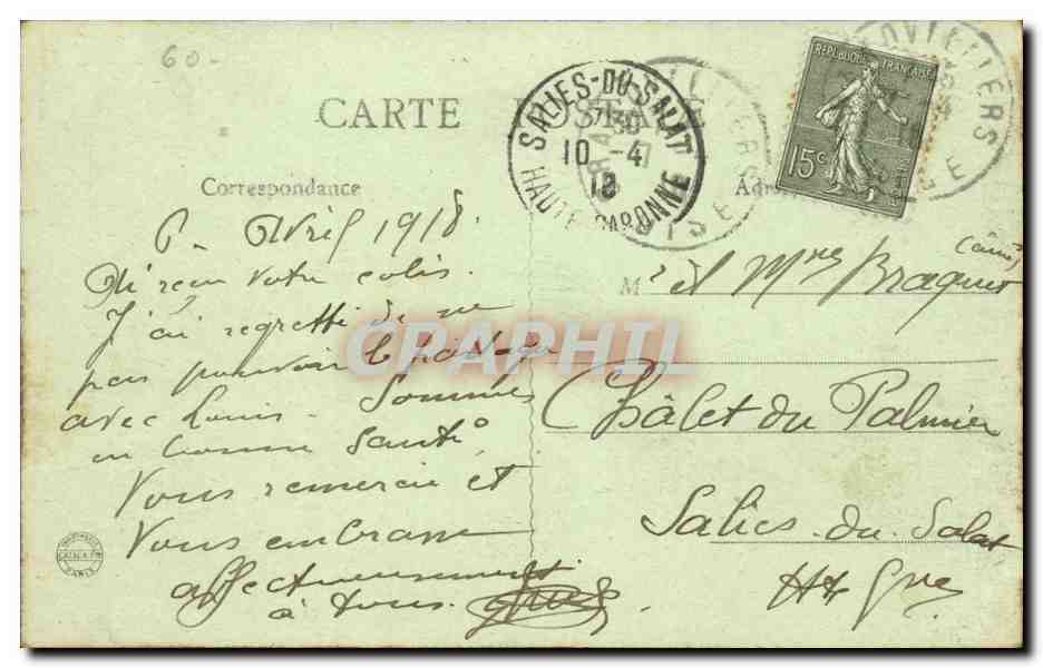 Grandvilliers (Oise) — Réparation d'Autos pendant la Grande Guerre — Éd. Visé Paris n° 328 — Rückseite