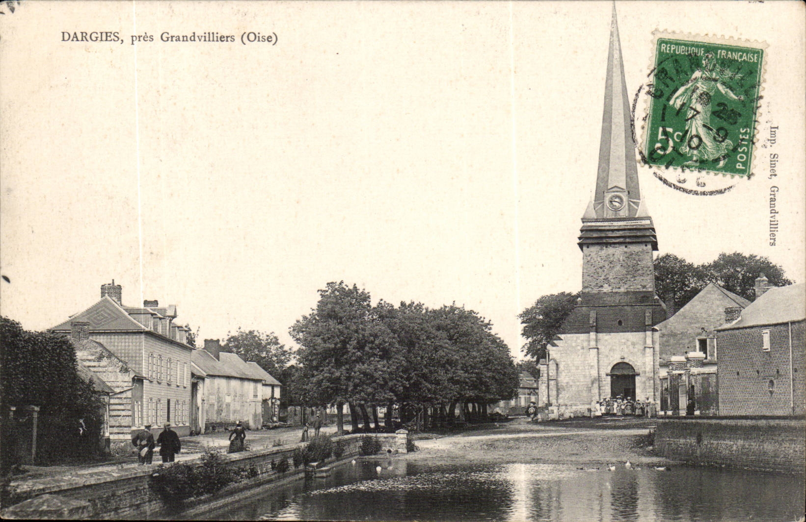 Dargies, près Grandvilliers (Oise) — église et canal — Imp. Sinet, Grandvilliers
