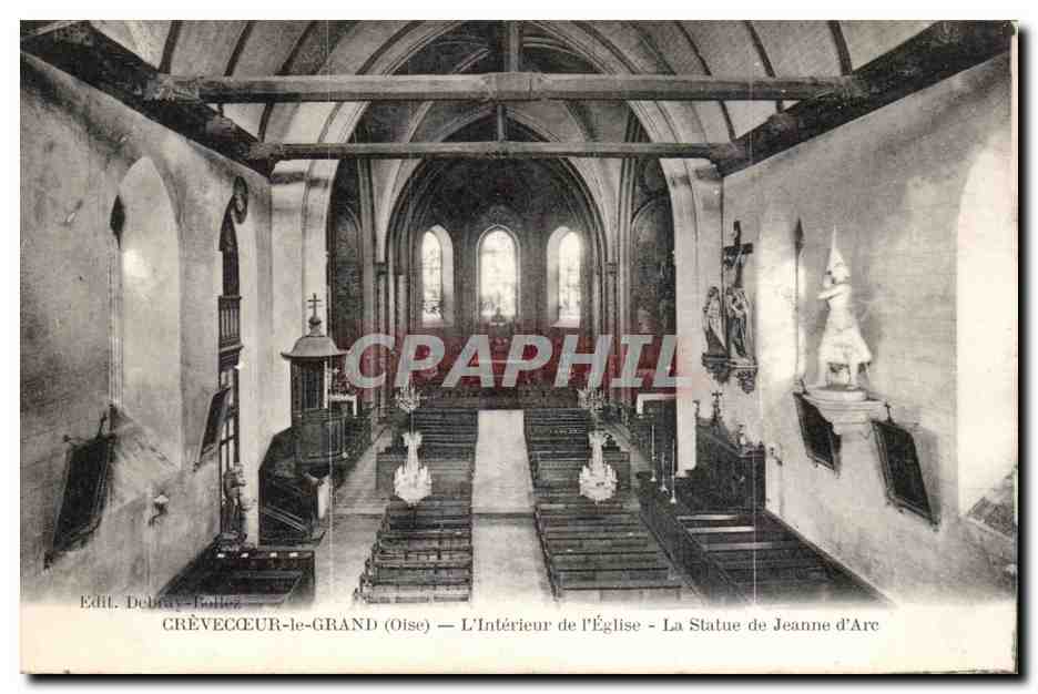 Crèvecoeur-le-Grand (Oise) — L'Intérieur de l'Église - La Statue de Jeanne d'Arc — Edit. Debray-Belleg
