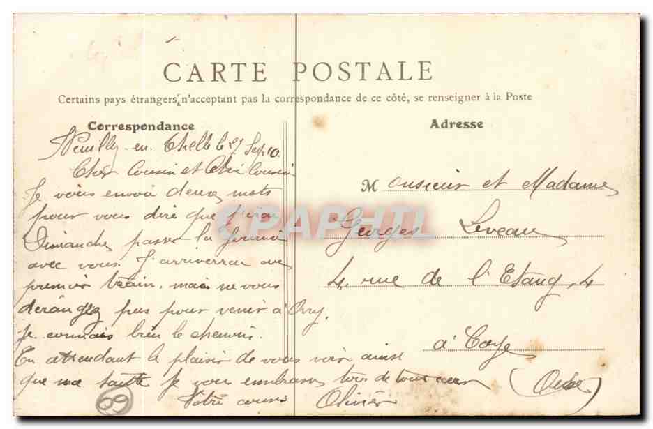 Neuilly en Thelle cPA Les Charmilles (automobile ane donkey mule) TOP — Verso