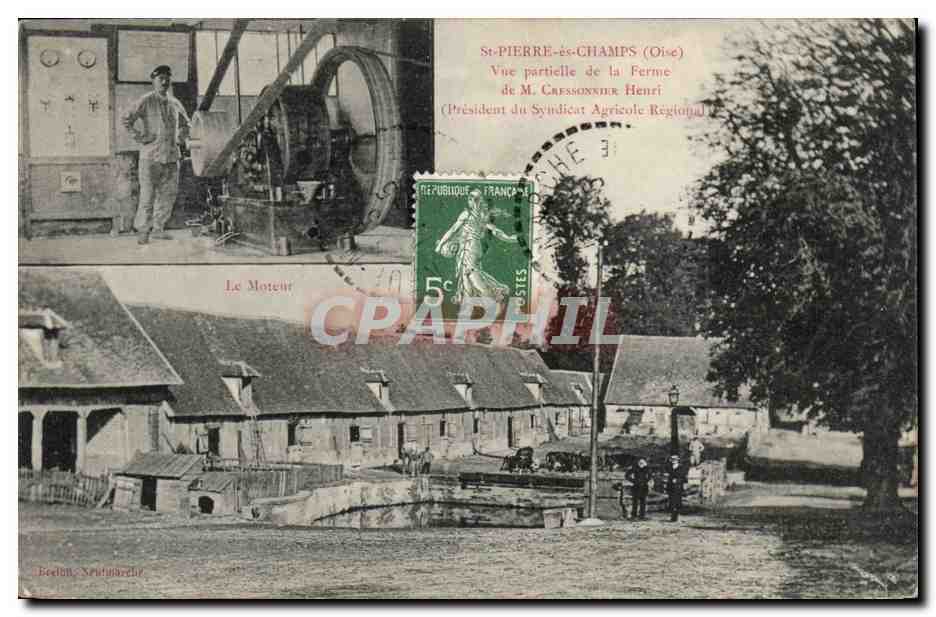 St-PIERRE-ès-CHAMPS (Oise) — Teilansicht der Farm von M. Casssonnier Henri (Präsident des Regionalen Landwirtschaftlichen Syndikats) — Der Motor — Verlag Bedon, Seulparelle