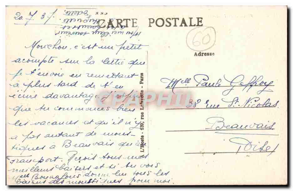 Francport CPA L'aisne Vue prise du pont — Rückseite