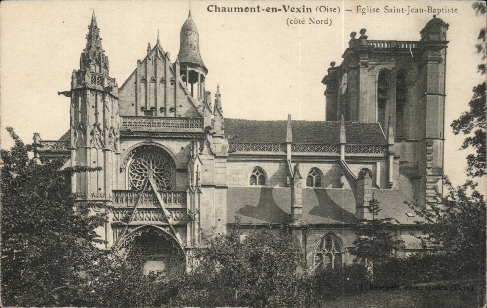 Chaumont-en-Vexin (Oise) — Église Saint-Jean-Baptiste (côté Nord) — J. Bourseix, édit. Gisors (Eure)