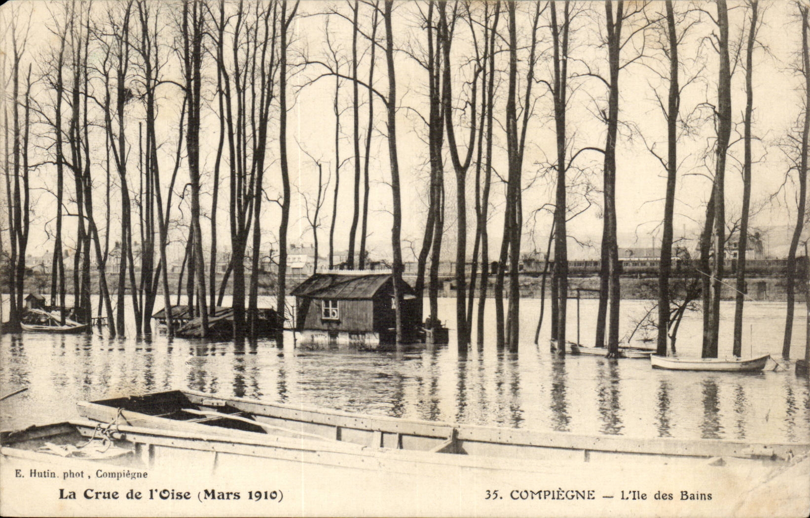 Compiègne — L'Île des Bains — La Crue de l'Oise (Mars 1910)
