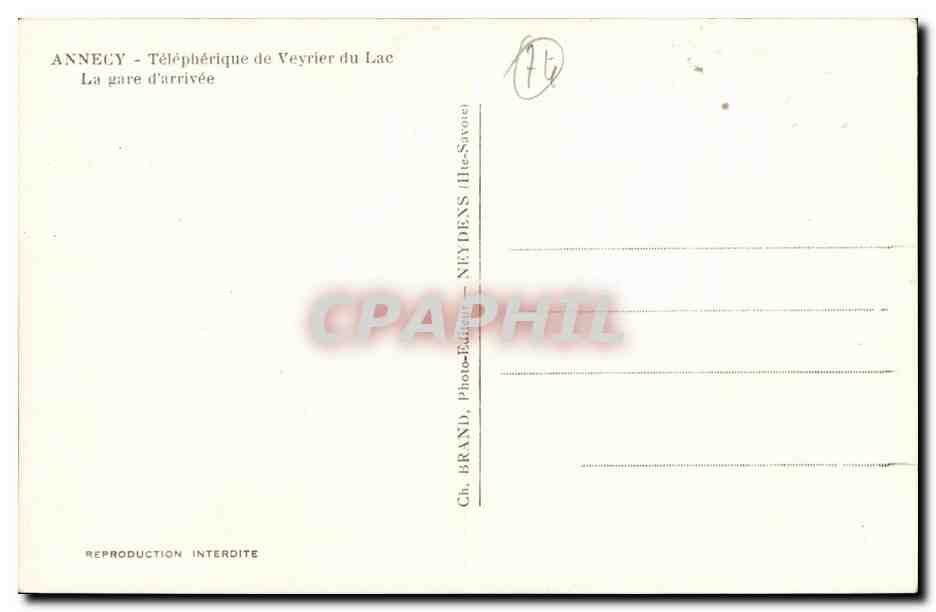 Annecey — Téléphérique de Veyrier du Lac — La gare d'arrivée — Rückseite