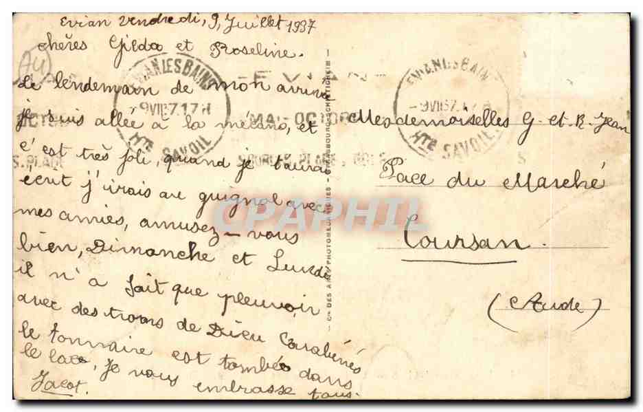 CPA Evian les Bains La source Cachat (Hebrard) — Verso