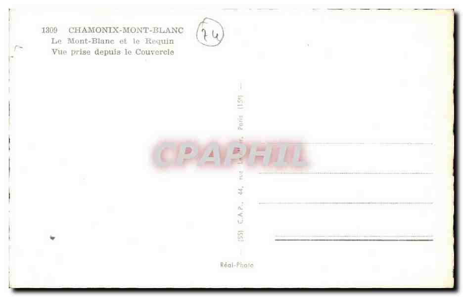 Le Mont-Blanc et le Requin — Vue prise depuis le Couvercle — G.A.P., Paris — Verso