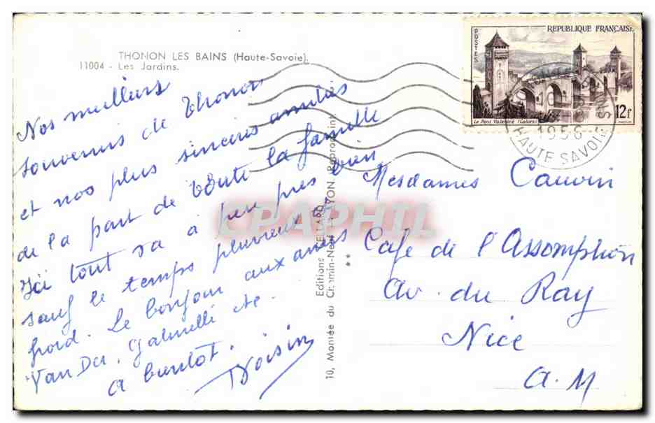 Thonon-les-Bains — Jardins — Éditions du Cercle Thonais — Verso