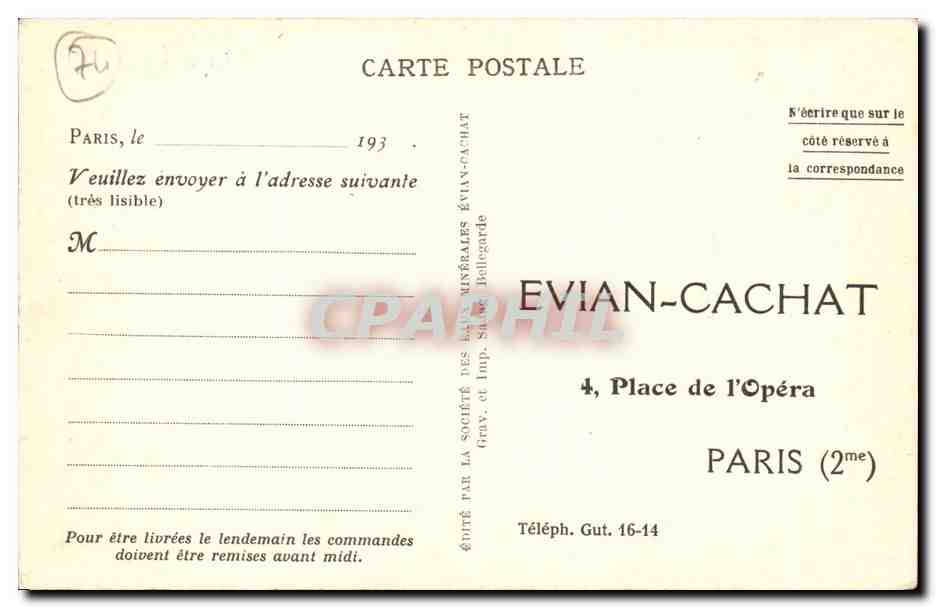CPA Evian les Bains l'etablissement thermal — Verso