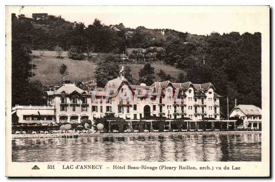LAC d'ANNECY — Hôtel Beau-Rivage (Fleury Raillon, arch.) vu du Lac — n° 521