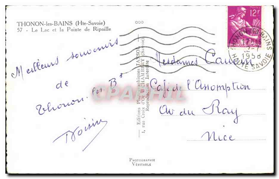 Thonon-les-Bains — Le Lac et la Pointe de Ripaille — Éditions Photographiques LAYSON — Rückseite