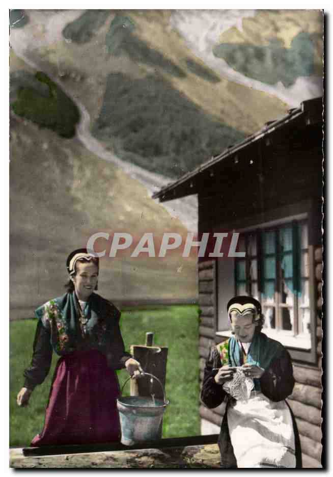 Die Warte Damen des Savoyarden Chalets — am Col des Aravis — Verleger J. Cellard, Lyon
