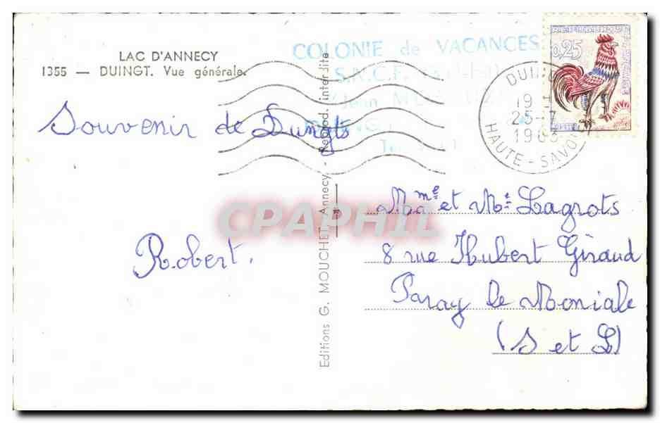 Lac d'Annecy — Vue générale — Éditions G. Mouchet, n°1355 — Reverso