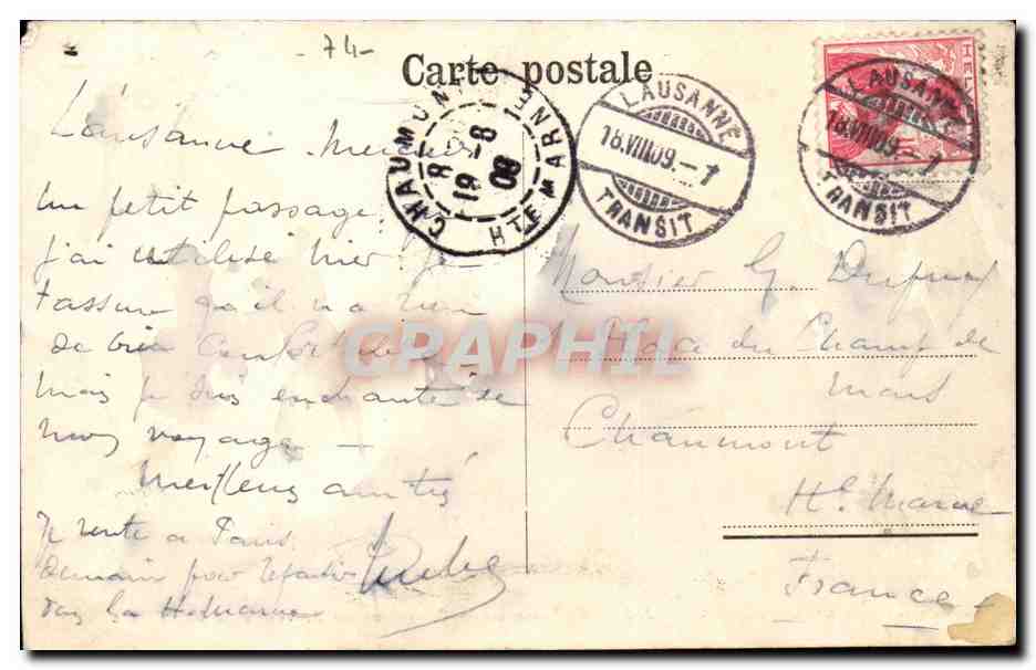 Chamonix — Ascension du Brévent et le Mont-Blanc — Jullien frères, Phot. Editeurs, Genève, J.J. 5995 — Verso