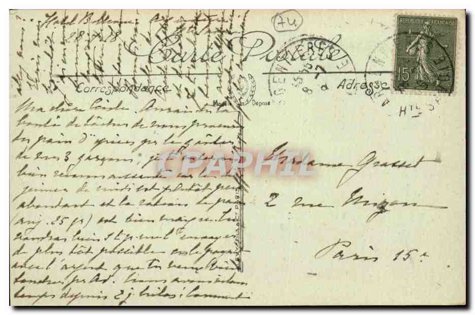CPA Argentieres et le Mont Blanc — Rückseite