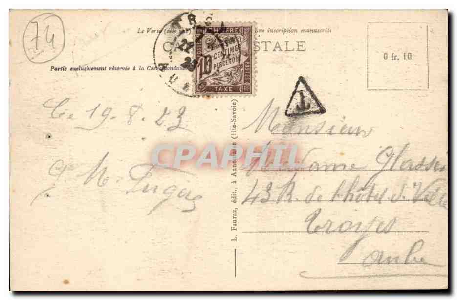 Evian les Bains CPA La dent d'Oche — Verso