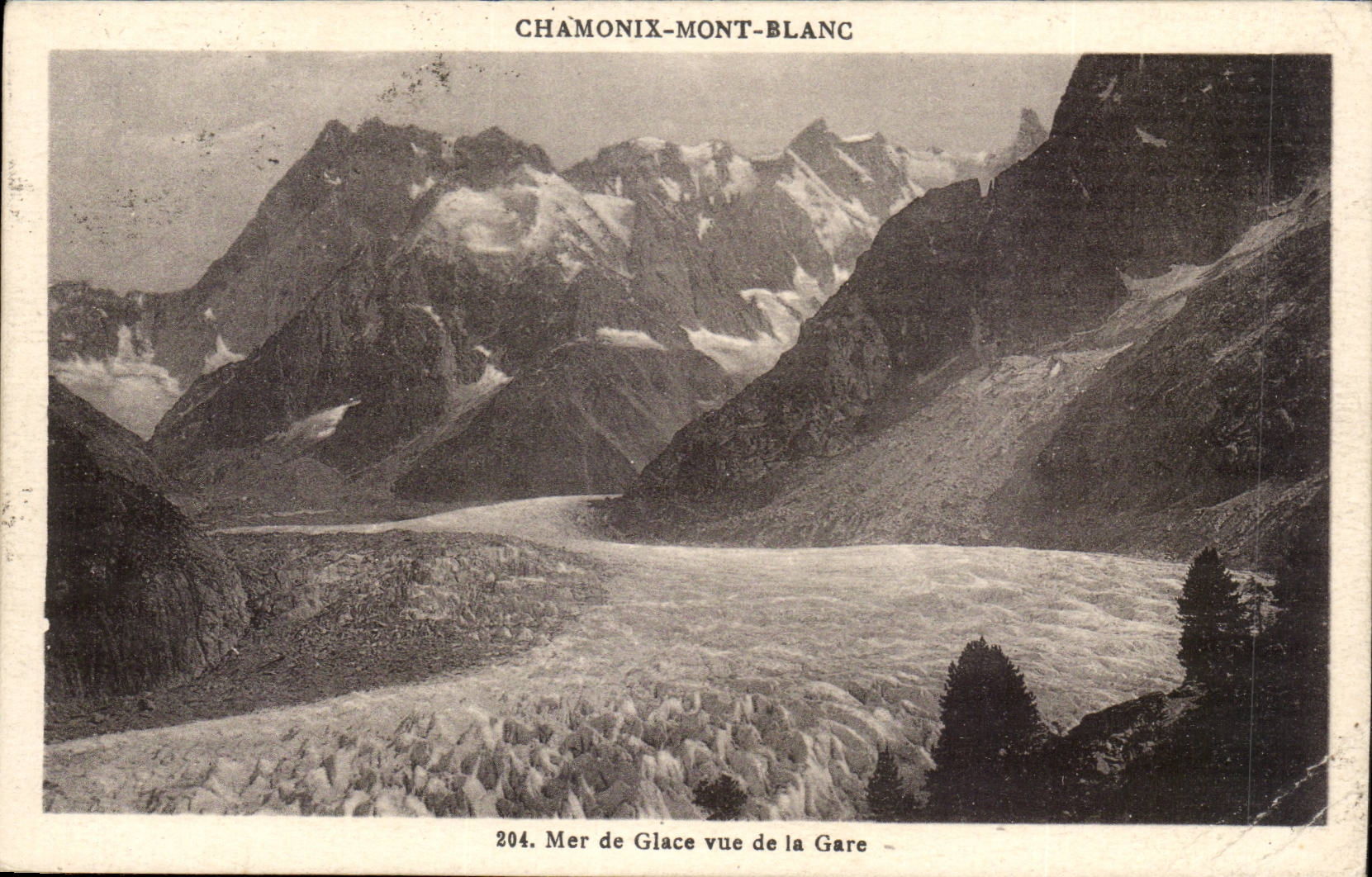 Chamonix-Mont-Blanc — Mer de Glace vue de la Gare — série 204, éditeur Aug. Couillet