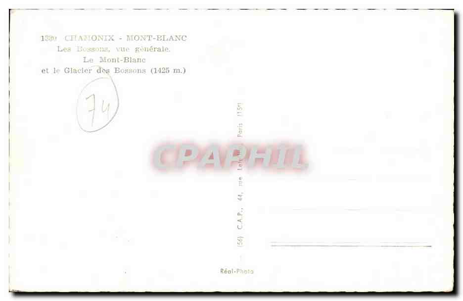 Chamonix Mont Blanc CPM Les Bossons Vue generale le mont Blanc et le glacier des Bossons — Verso