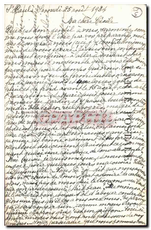 CPA Saint Paul Le Chenay la dent d'Oche et les memises — Rückseite