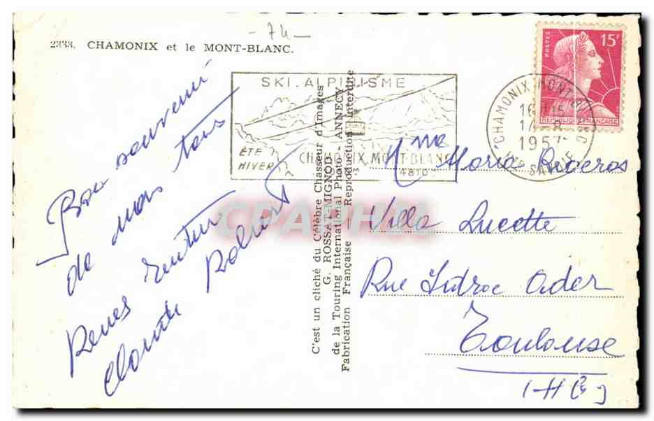 CPM Chamonix et le Mont Blanc — Verso
