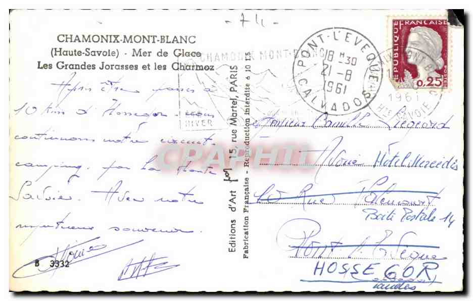 Les Grandes Jorasses et les Charmoz — Mer de Glace — Éditions d'Art Française — Verso