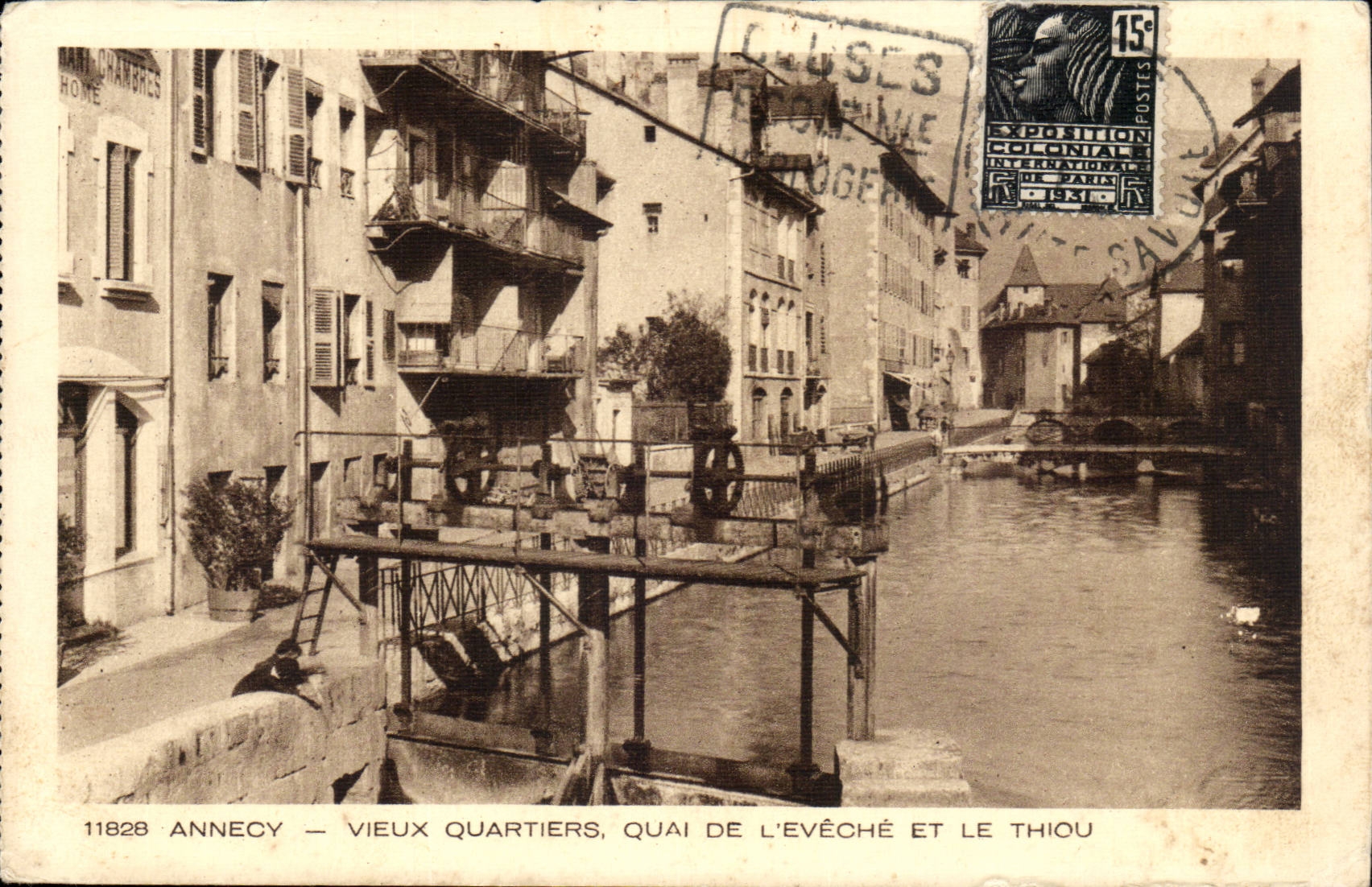 Annecy — Vieux Quartiers, Quai de l'Évêché et le Thiou — Éditeur : Les Deux Savois