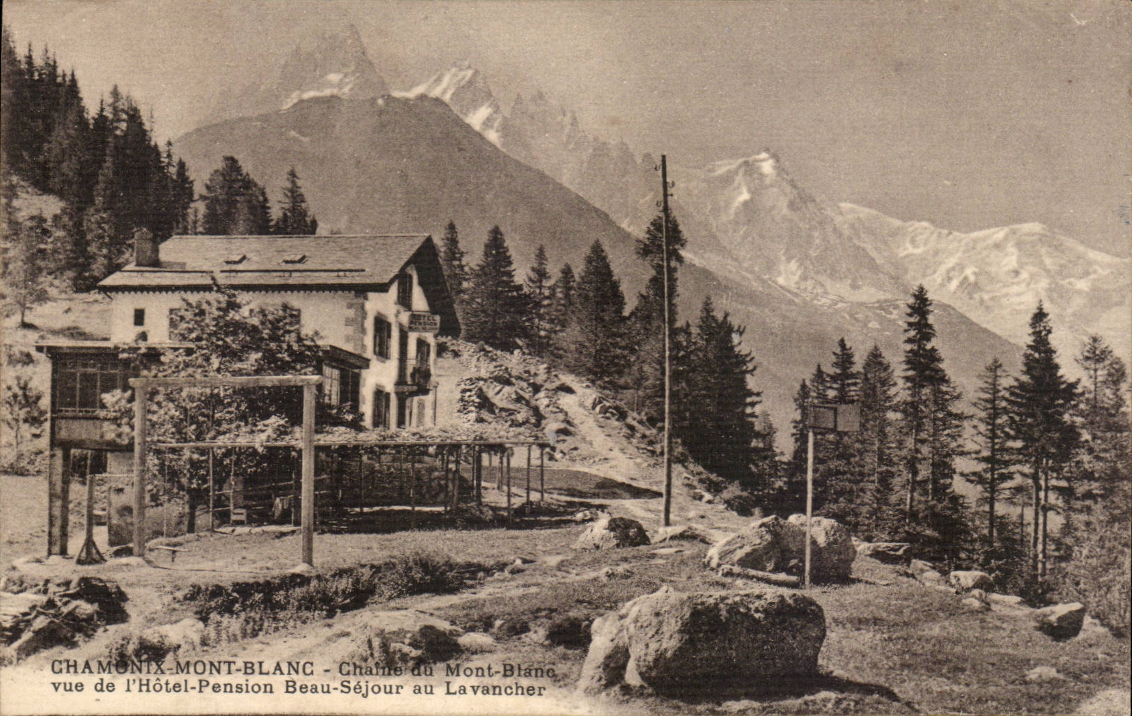 Chamonix-Mont-Blanc — vue de l'Hôtel-Pension Beau-Séjour au Lavancher — G. Tairras, phot.-édit.