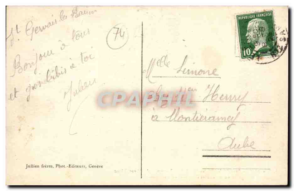 Die Aiguille du Goûter und die Aiguille de Bionnassay — Mont-Blanc Tramway — St-Gervais-les-Bains — J.J. 8868 — Rückseite
