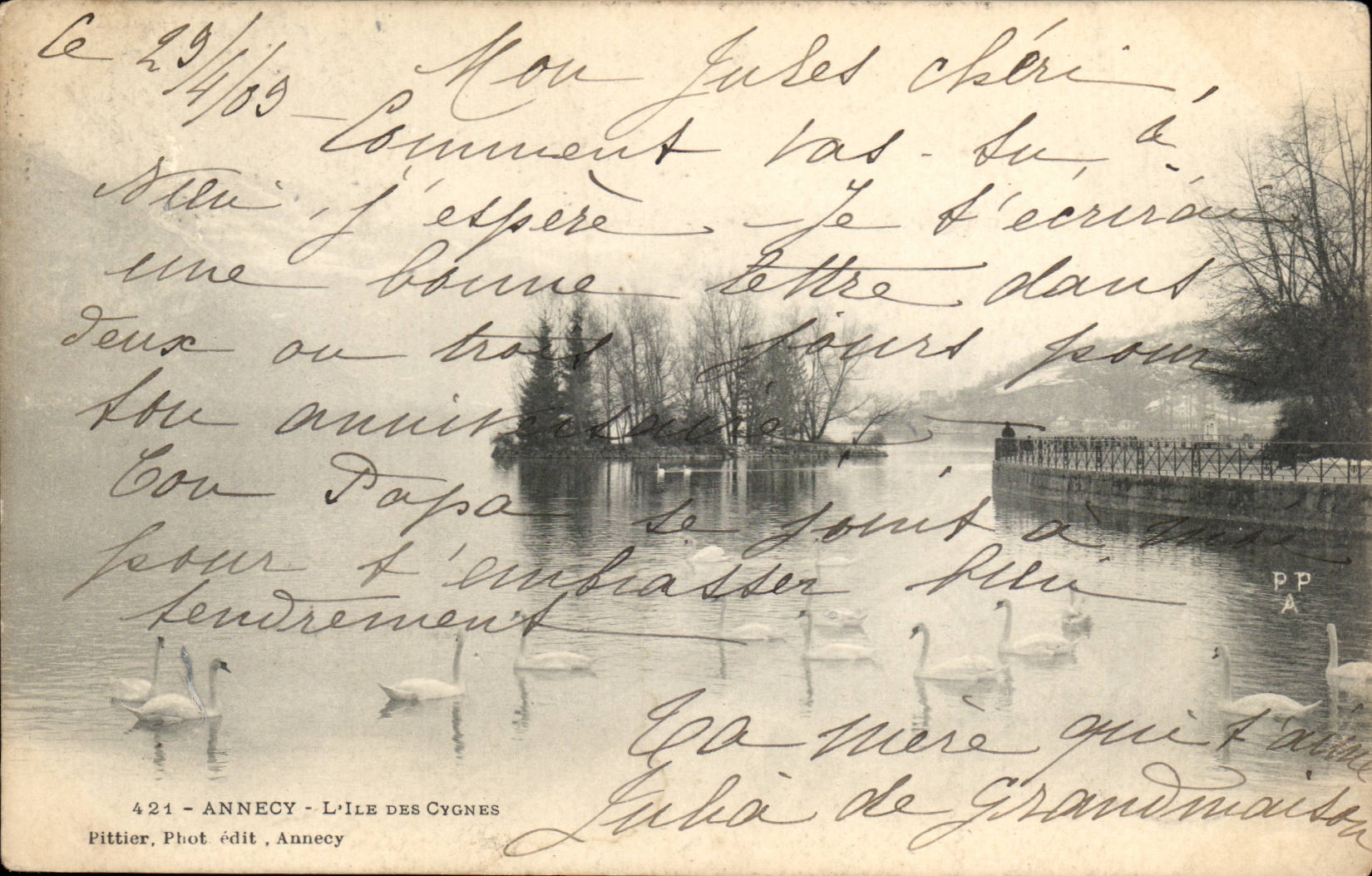 Annecy - L'Île des Cygnes — Pittier, Phot. édit. Annecy, n° 424