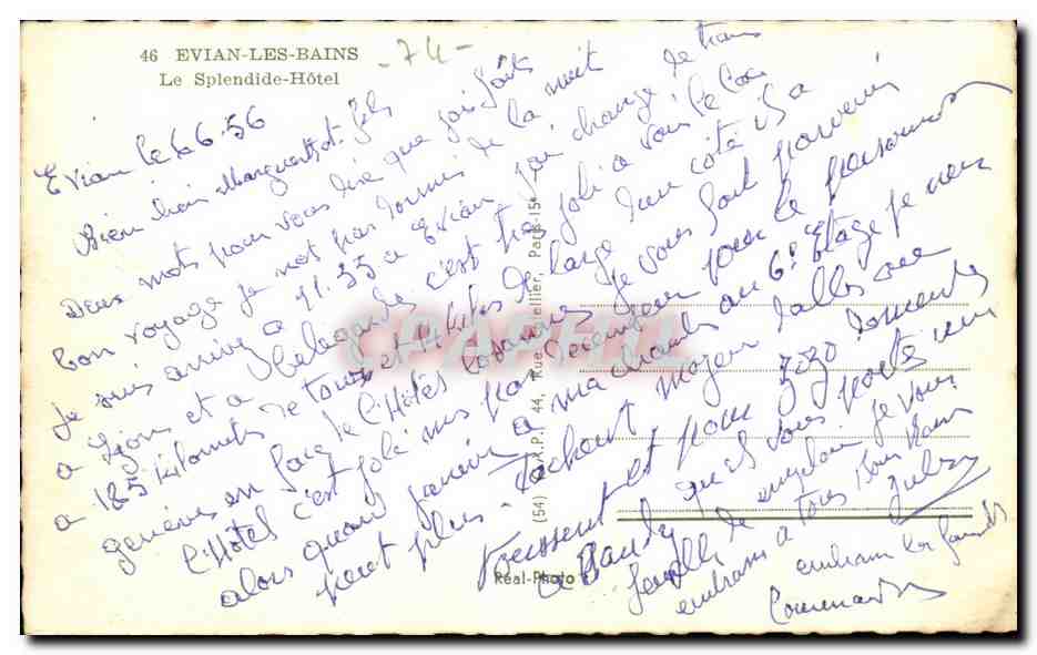 CPA Savoie Evian les Bains le Splendide Hotel — Verso