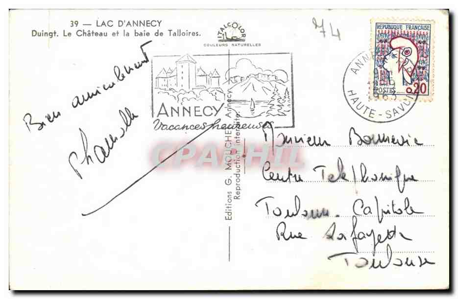 Lake Annecy — Castle and Bay of Talloires — Éditions G. Mouche — Back