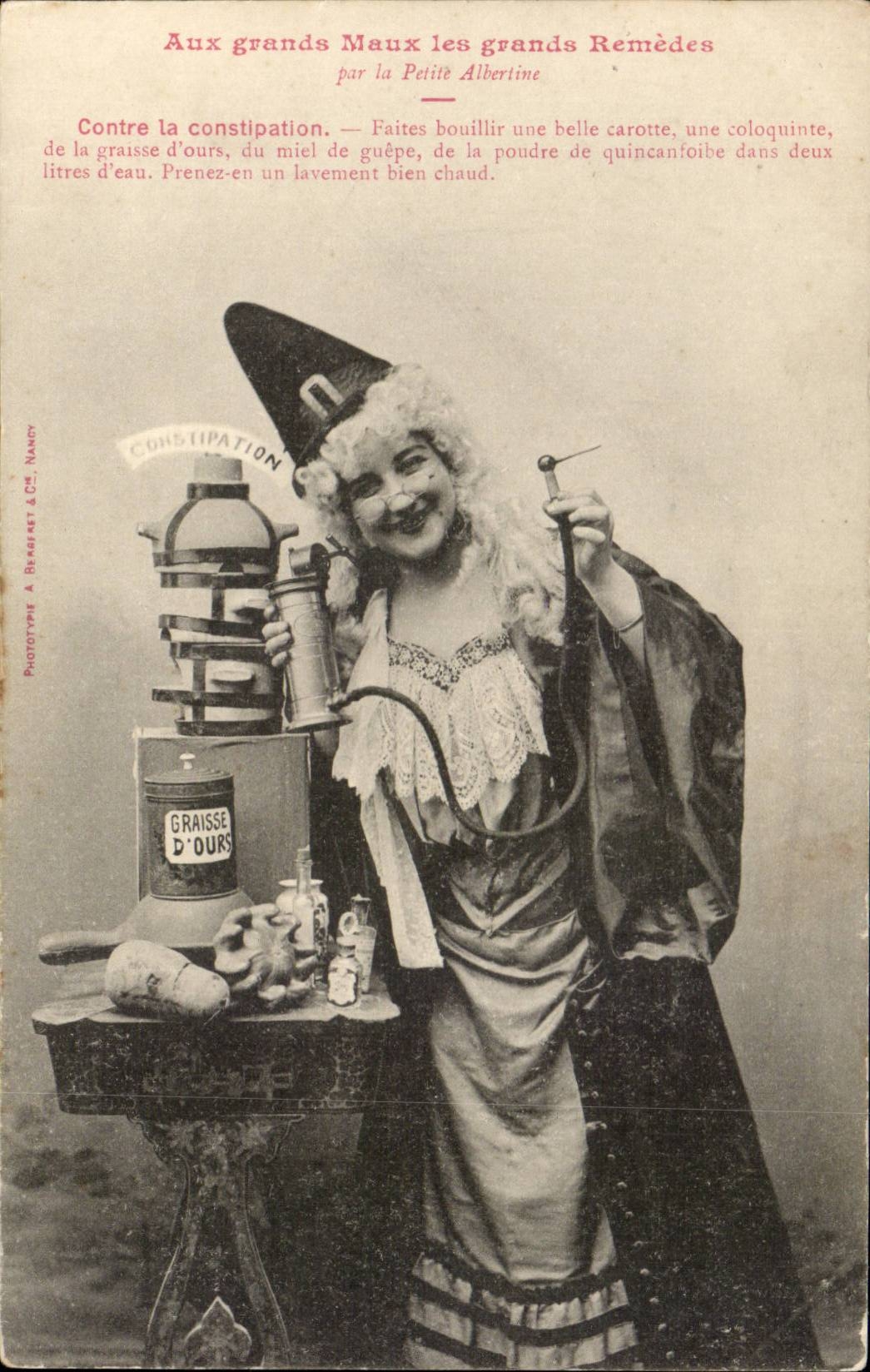 CPA Aux grands maux les grands remedes par la petite Albertine Contre la constipation (medecine)
