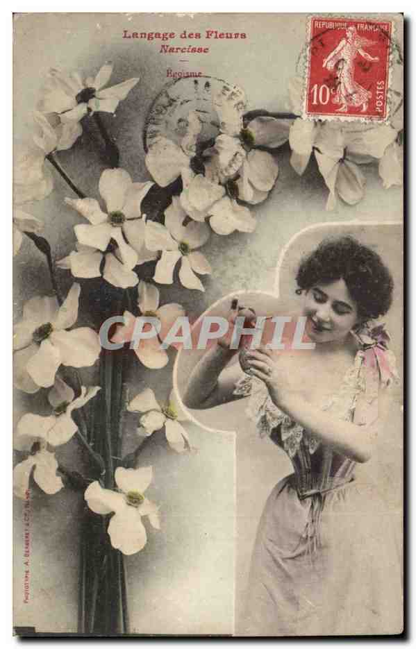 Lenguaje de los flores — Narciso — Alegría — Fototipo A. Béauret & Cie, París