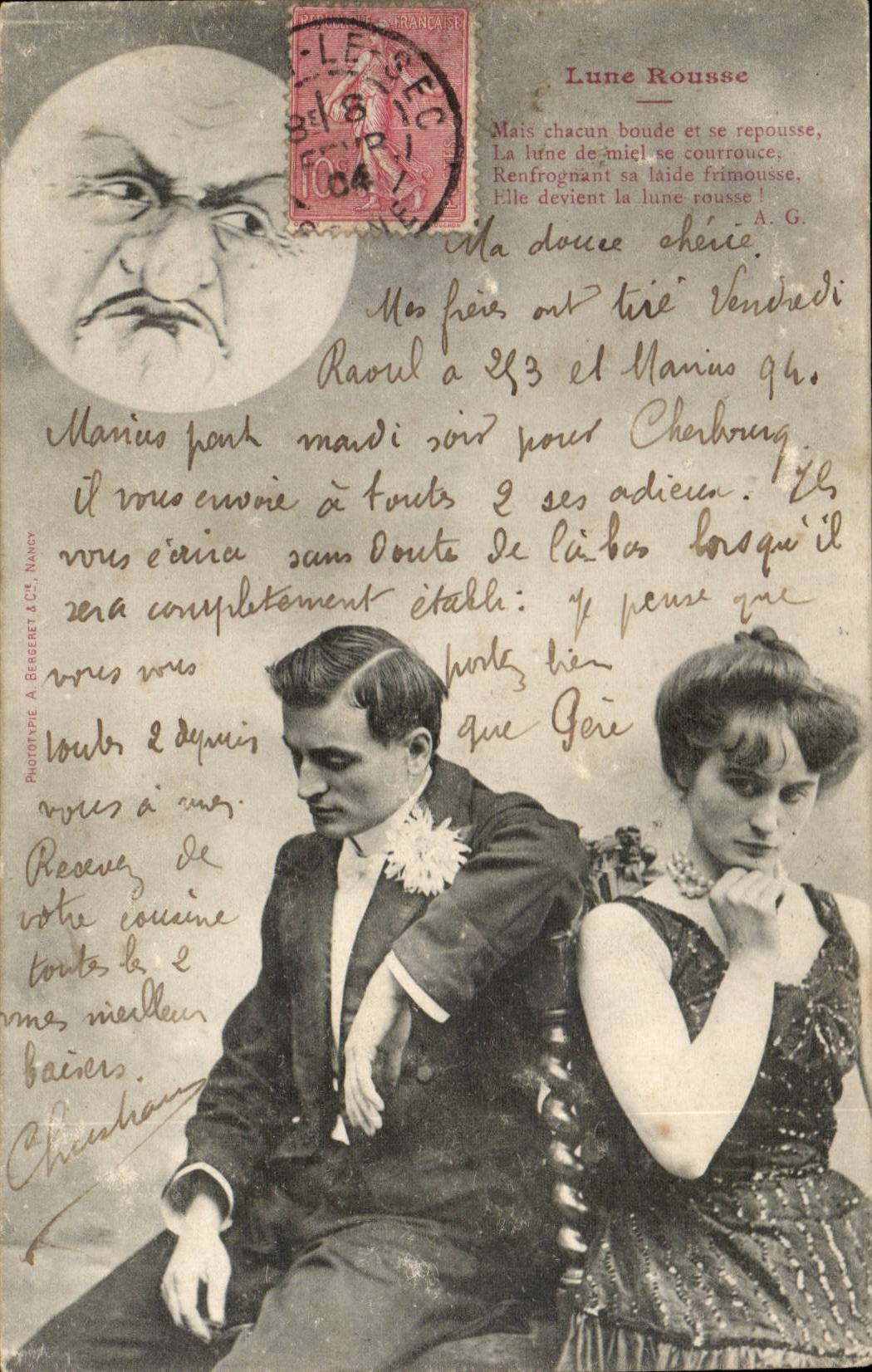 Rode Maan — Gedicht en karikatuur — Fototype A. Bergeret & Cie, Nancy