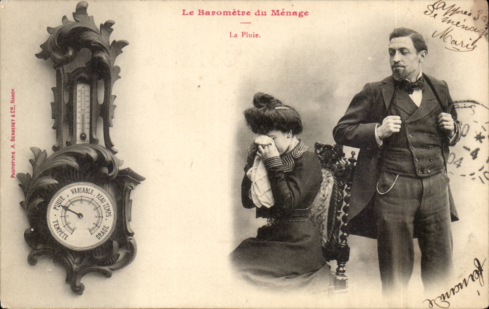 Le Baromètre du Ménage — La Pluie. — Phototype A. BERGENET & Cie, Nancy
