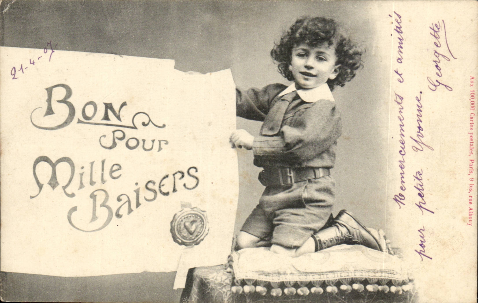 CPA Fantaisie enfant Bon pour mille baisers