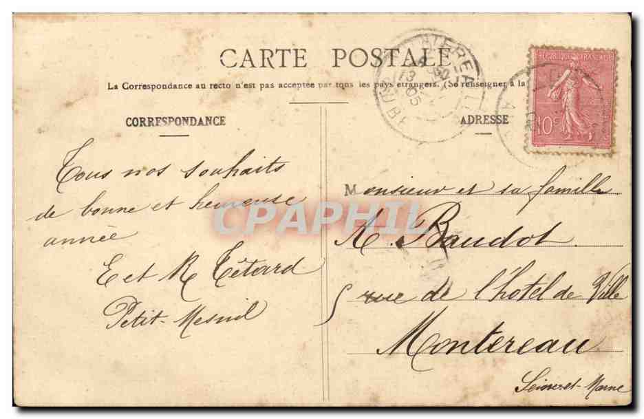 CPA Fantaisie Enfants Sur les fils telegraphiques (Pierrot) — Rückseite