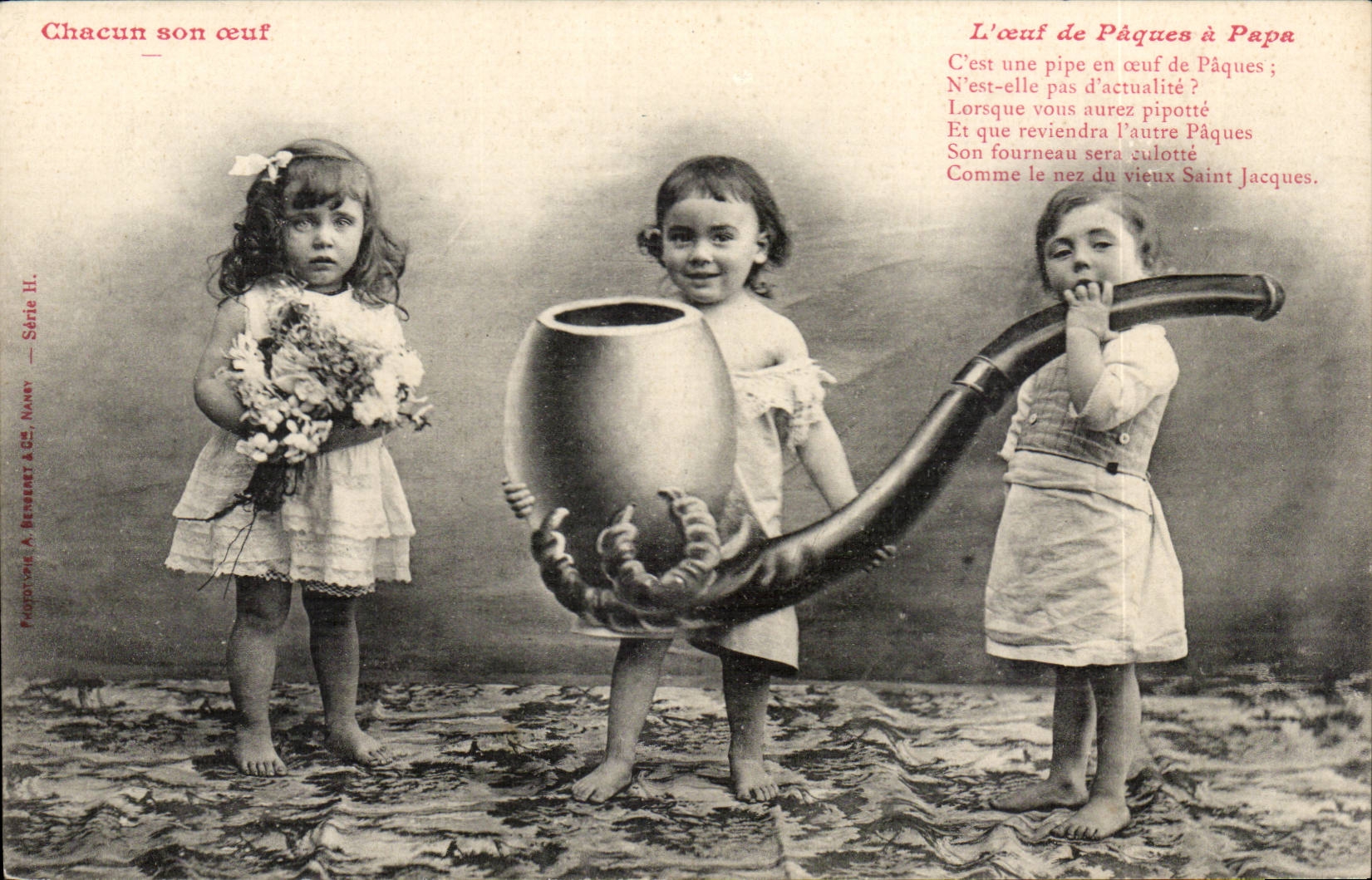 CPA Fantaisie Chacun son oeuf L'oeuf de Paques grand pere (enfants tabac tobacco pipe)
