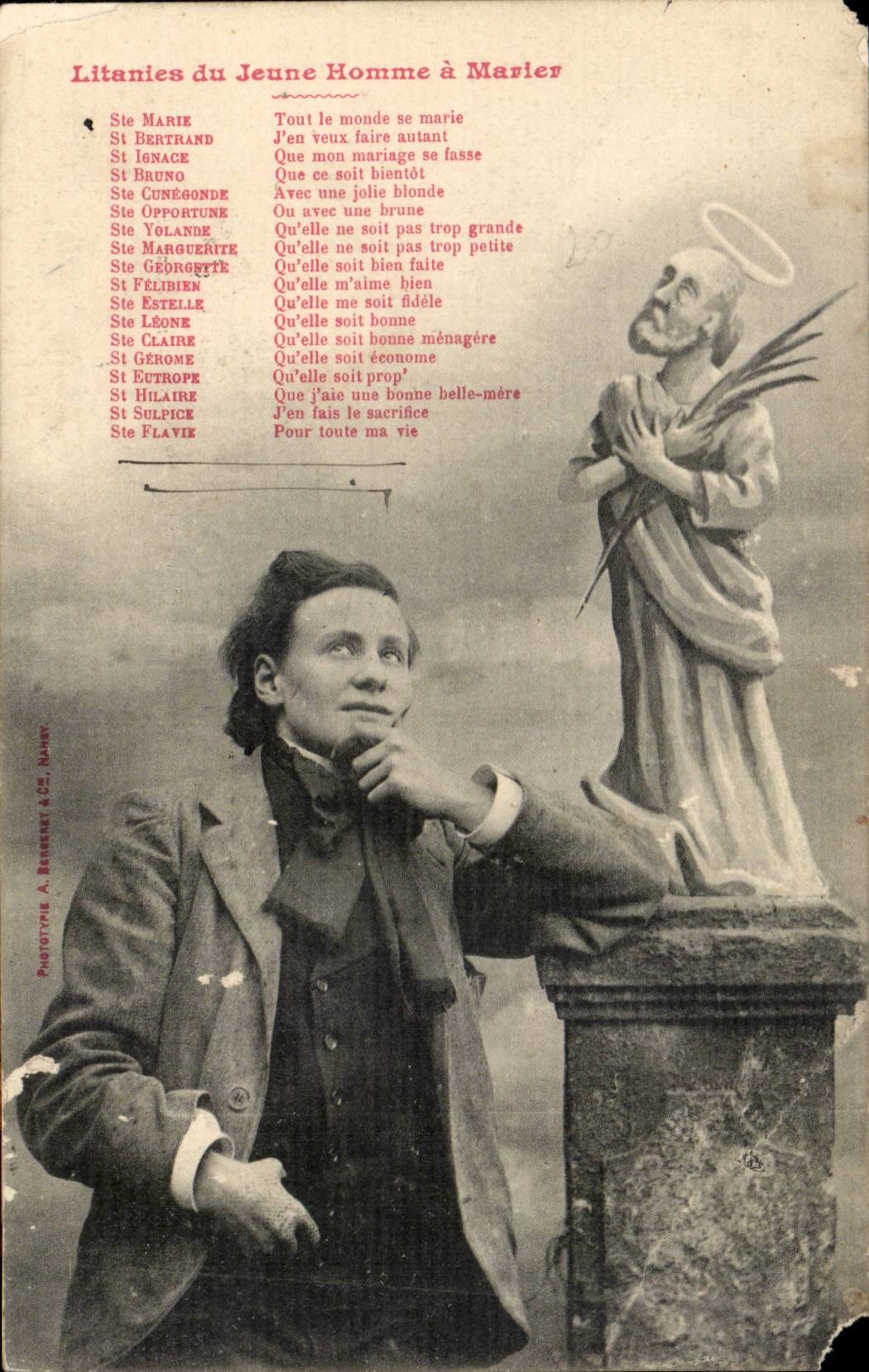 CPA Fantaisie Litanies du jeune homme a marier