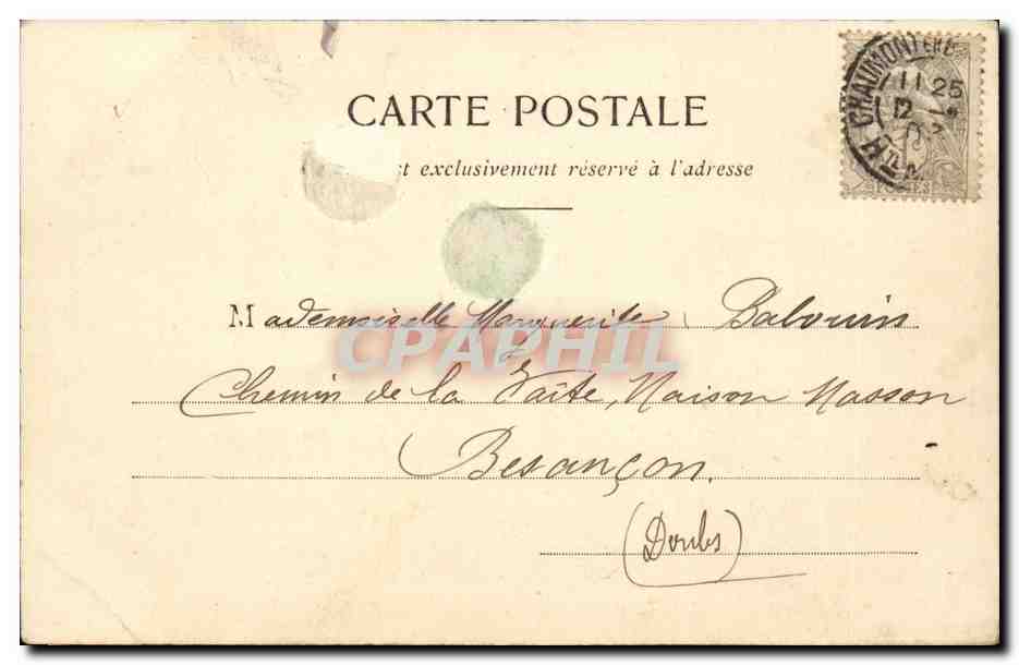 CPA La lecon de natation (folklore) — Verso
