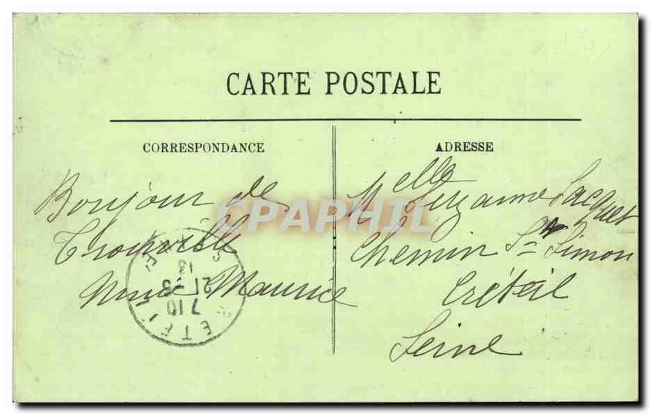 CPA Sur la plage un depart de voiliers — Rückseite