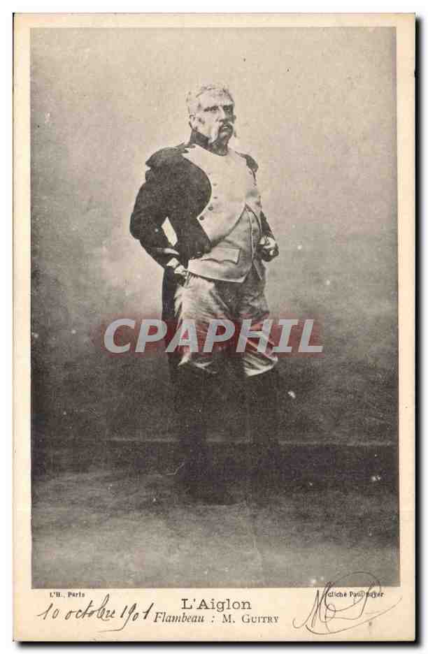 CPA L'Aiglon Mme Sarah Bernhardt Flambeau: M Guitry (theatre)